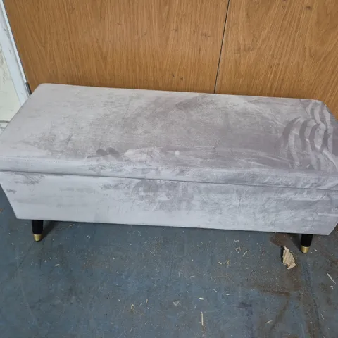 MY HOME STORIES VELVET OTTOMAN IN GREY - COLLECTION ONLY