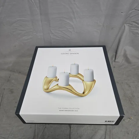 GEORG JENSEN COBRA COLLECTION ROUND CANDLEHOLDER, GOLD – BOXED