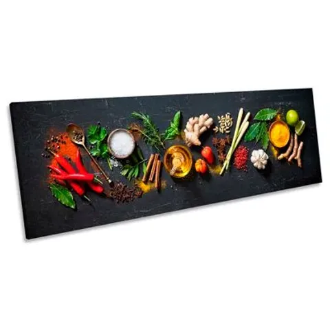 HERBS SPICES - WRAPPED CANVAS PANORAMIC PRINT 