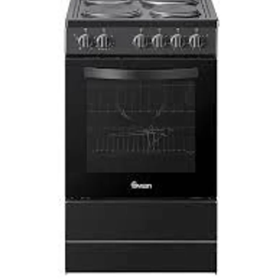 BOXED SWAN SX16710B 50CM WIDE ELECTRIC SOLID BLACK COOKER