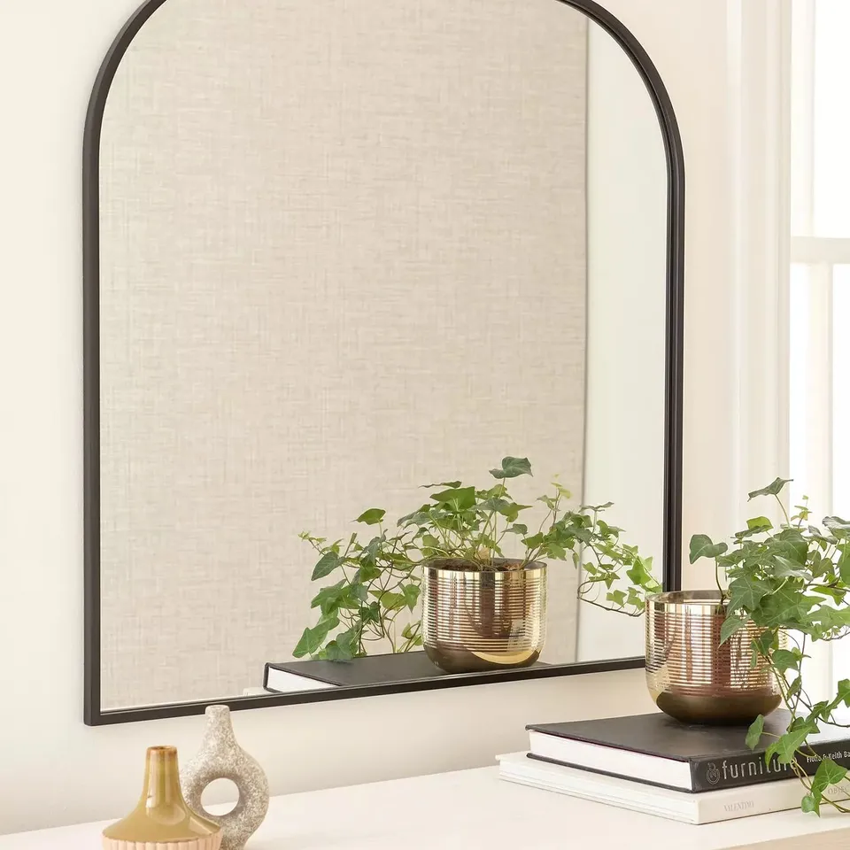 ROUNDED ARCHED MIRROR IN BLACK 71CM - COLLECTION ONLY