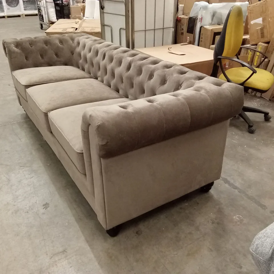 HAMPTON 3 SEATER CHESTERFIELD SOFA, CLASSIC BEIGE VELVET