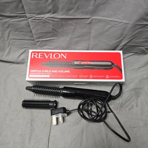 REVLON GENTLE CURLS AND VOLUME HOT AIR STYLER WITH 19MM & 25MM BRUSH ATTACHMENTS – BOXED