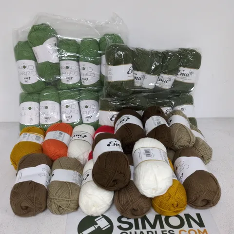 LOT OF APPROXIMATELY 38 EMU KNITTING BUNDLES - VARIOUS COLOURS