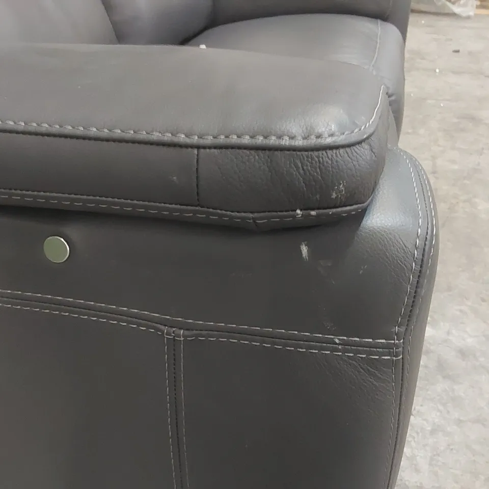 QUALITY DESIGNER ITALIAN MADE LEATHER AVILA ELECTRIC RECLINER SOFA - DARK GREY