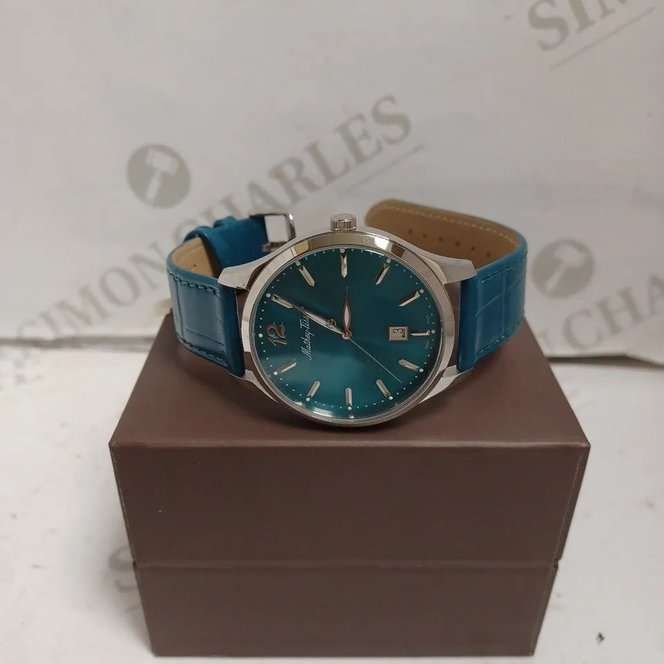 BOXED MATHEY-TISSOT WATCH - SWISS MADE - SAPPHIRE CRYSTAL - LEATHER STRAP - STAINLESS STEEL CASE - WATER RESISTANT 5 ATM.