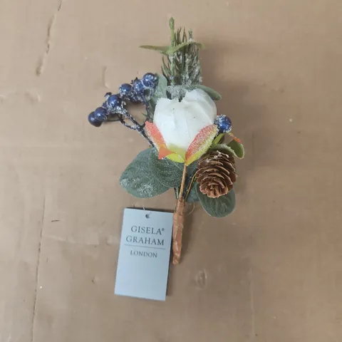 APPROXIMATELY 24 GISELA GRAHAM WHITE PEONY AND FIR CONES CHRISTMAS PICKS