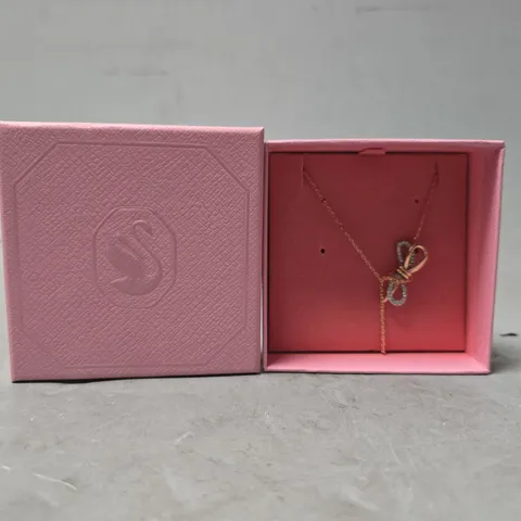 BOXED SWAROVSKI BOW TIE ROSE GOLD NECKLACE 