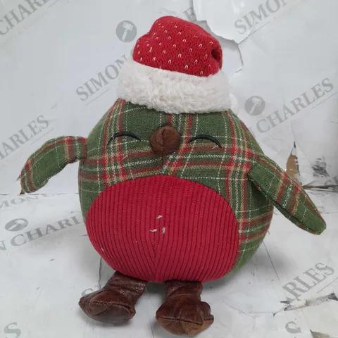 26 CM TARTAN ROBIN CHRISTMAS DOOR STOP