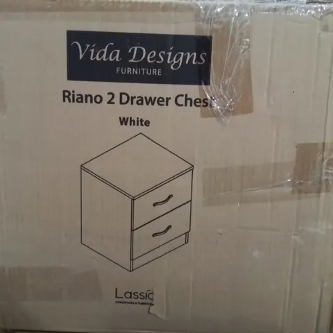 BOXED RIANO 2 DRAWER CHEST WHITE 