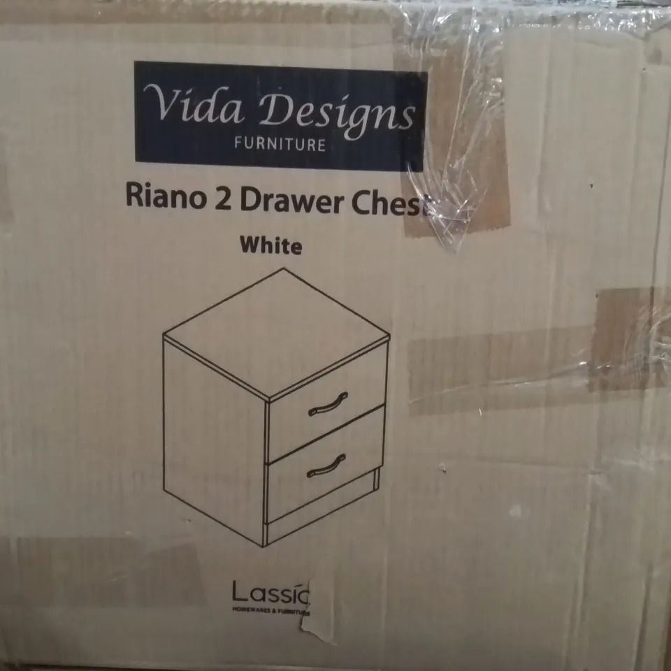 BOXED RIANO 2 DRAWER CHEST WHITE 