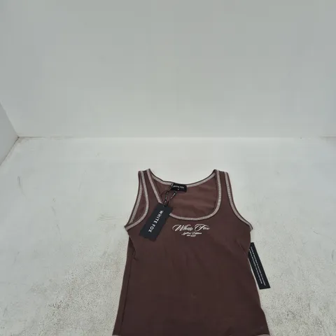 WHITE FOX WOMEN'S TANK TOP β BROWN WITH CREAM TRIM, SIZE S