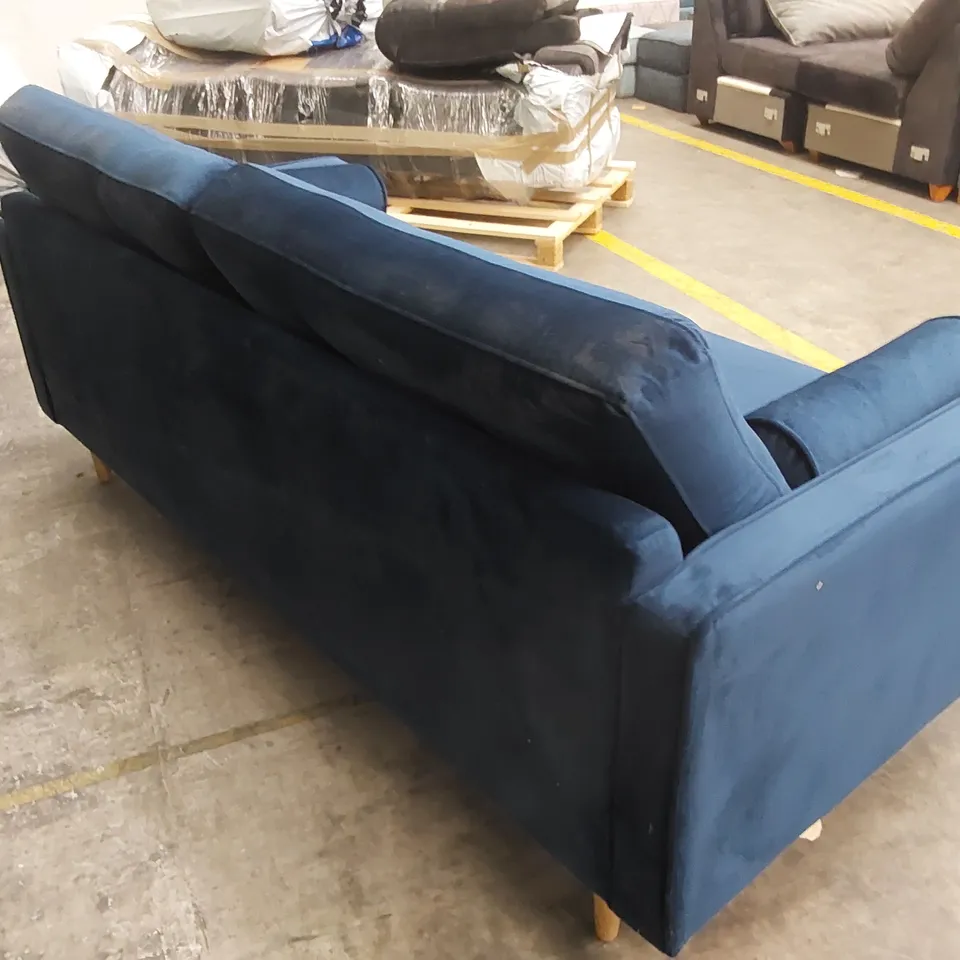 JACQUELYN 3 SEATER UPHOLSTERED SOFA - NAVY VELVET
