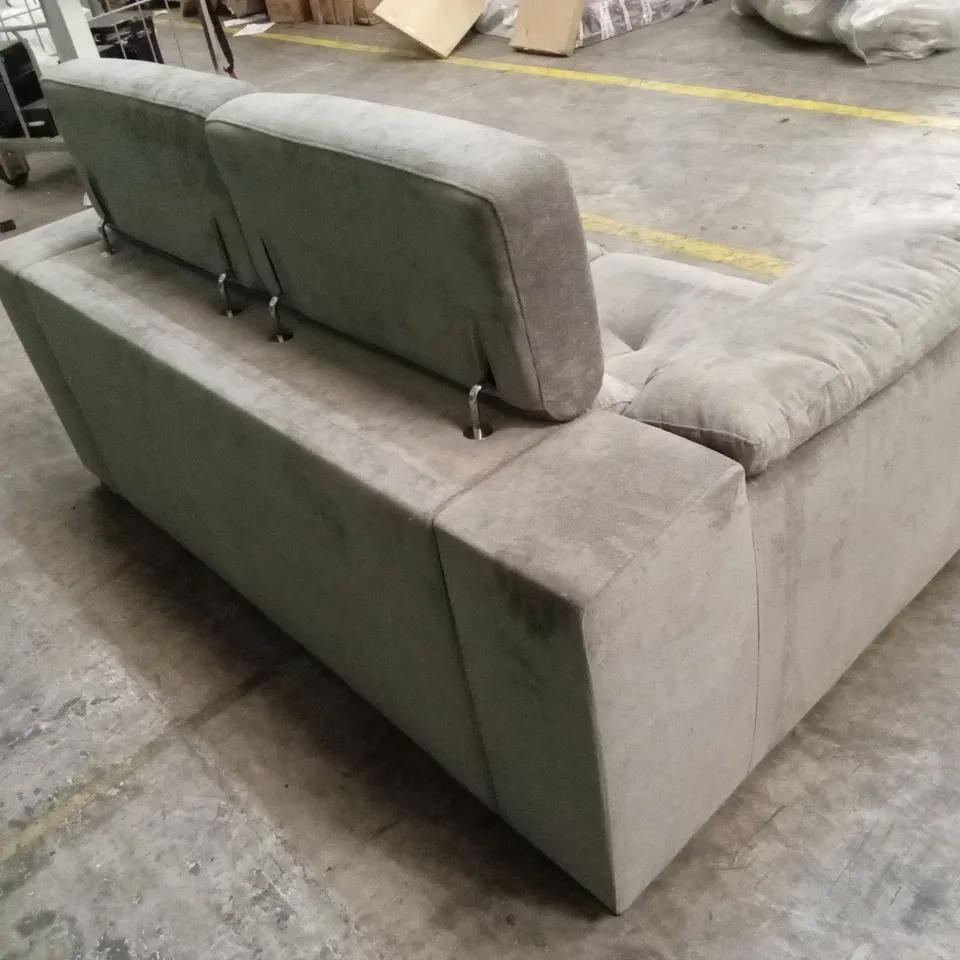 DESIGNER 2 SEATER FABRIC SOFA WITH ADJUSTABLE HEADREST