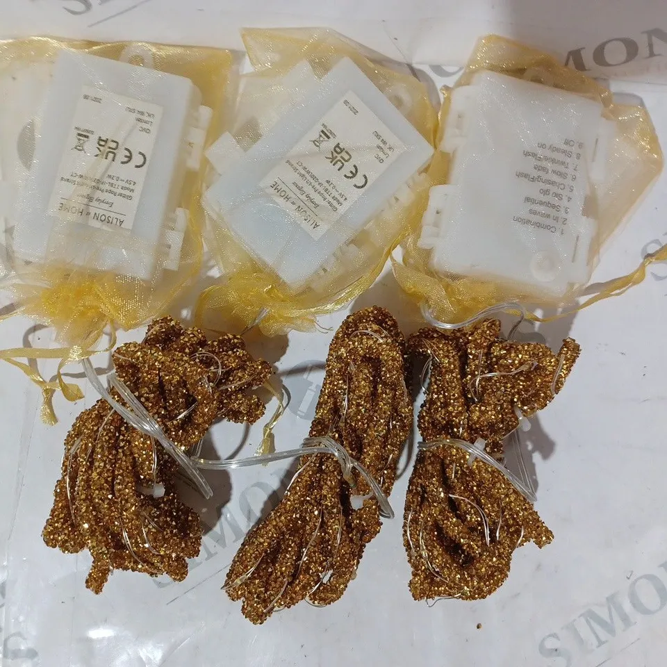 OUTLET ALISON CORK 2M INDOOR/OUTDOOR PRE-LIT GLITTER ROPE STRANDS IN GOLD COLOUR IN GOLD COLOUR