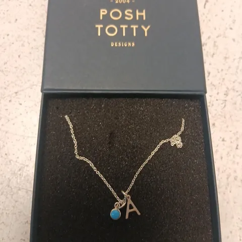 POSH TOTTY DESIGNS BIRTHSTONE & INITIAL CHARM NECKLACE STERLING SILVER