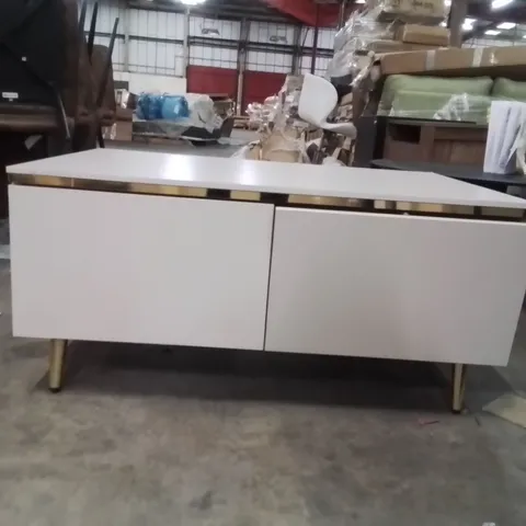 WHITE COFFEE TABLE WITH 2 DRAWERS 