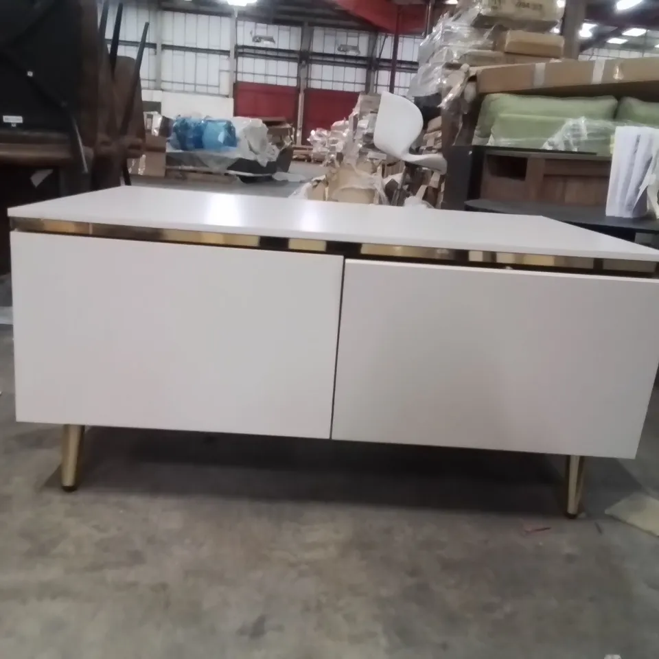 WHITE COFFEE TABLE WITH 2 DRAWERS 