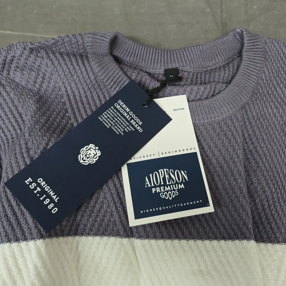 AIOPESON PREMIUM GOODS STRIPED KNIT SWEATER – LILAC & CREAM - M
