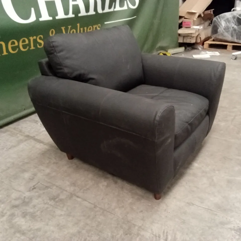 SHAY ITALIAN LEATHER ARMCHAIR - BLACK RRP £599