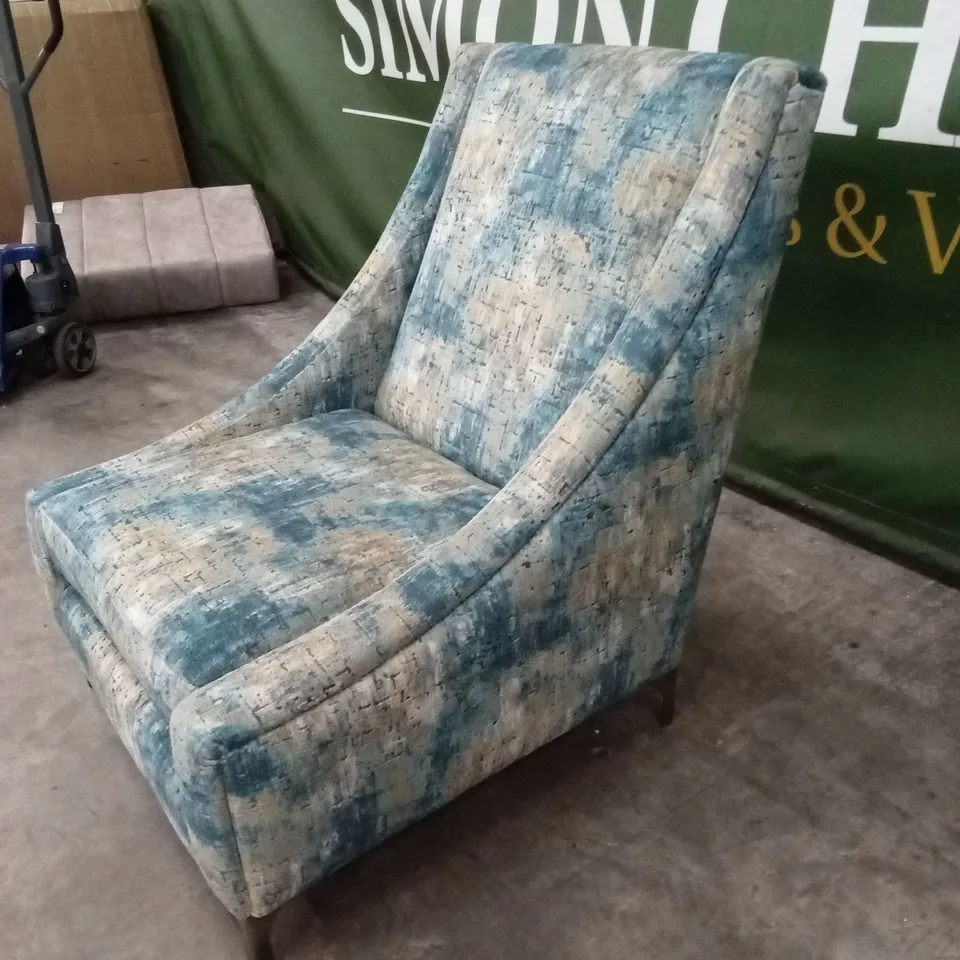 QUALITY DESIGNER WIDE AND HIGH BACKED FABRIC ACCENT CHAIR