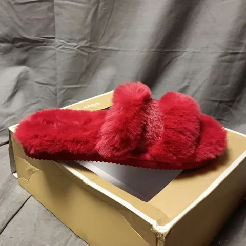 Michael Kors Women's Red Faux Fur Slides - US SIZE 9 – Boxed