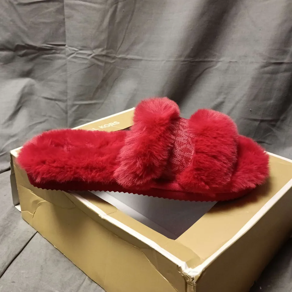 Michael Kors Women's Red Faux Fur Slides - US SIZE 9 – Boxed