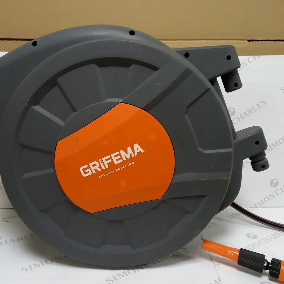 GRIFEMA G301-35 AUTOMATIC GARDEN HOSE REEL, 35M WALL-MOUNTED HOSE REEL WITH 180 DEGREE ROTATION