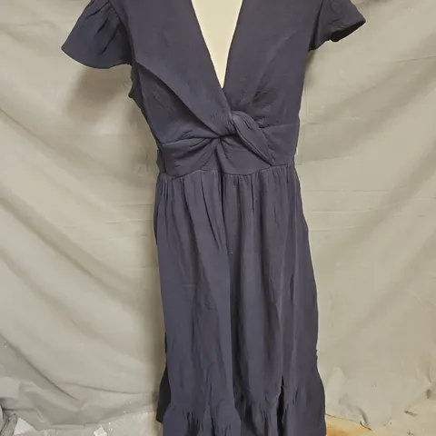 ELEVEN LOVES TEAGAN TWIST FRONT DRESS IN NAVY SIZE 10