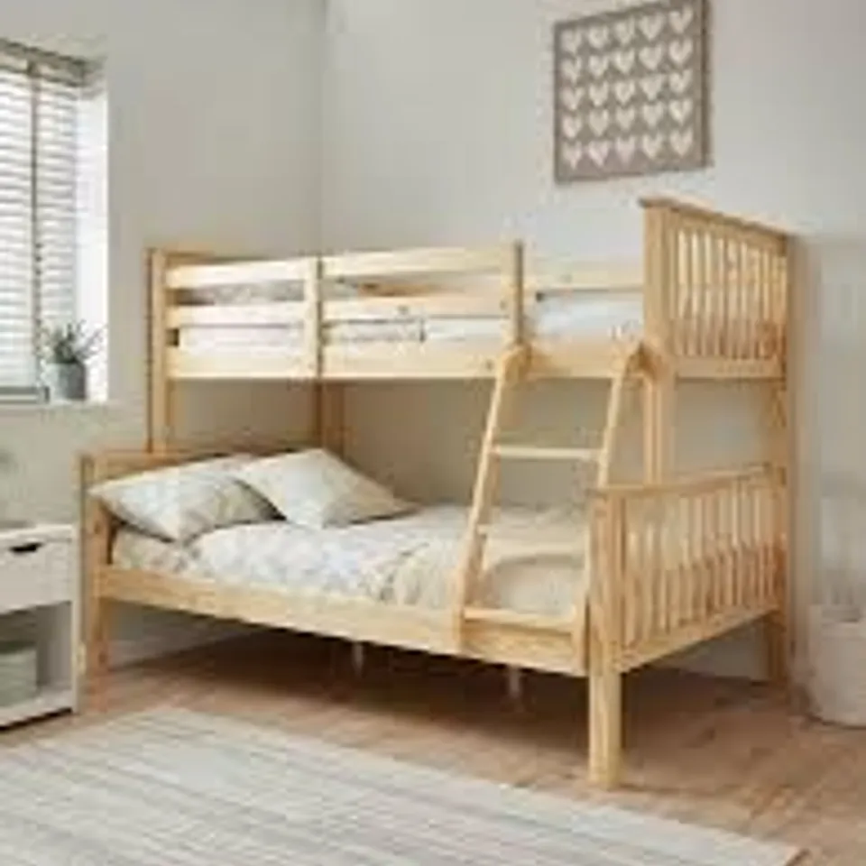 BOXED NOVARA DETACHABLE TRIO BUNK BED IN WOOD (2 BOXES)