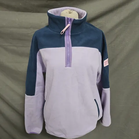 GYM+COFFEE FLEECE 1/4 ZIP PULLOVER IN PURPLE MULTI SIZE L