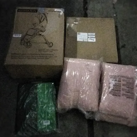 PALLET OF ASSORTED ITEMS INCLUDING SONARIN BABY STROLLER LED CEILING LIGHT, PHILLIPS 3000 SERIES LATTEGO, CHAMPKEY DUAL TERF GOLF HITTING MAT