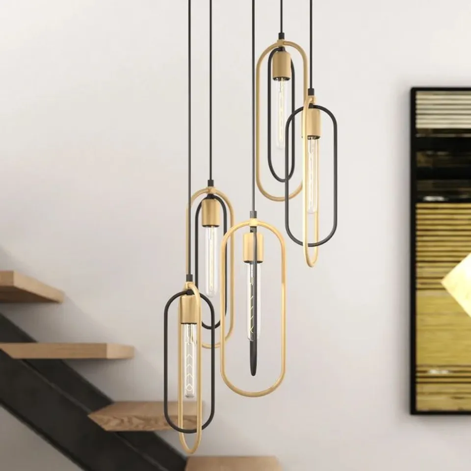 BOXED KESHAWN 5-LIGHT BLACK/GOLD CLUSTER PENDANT (1 BOX)