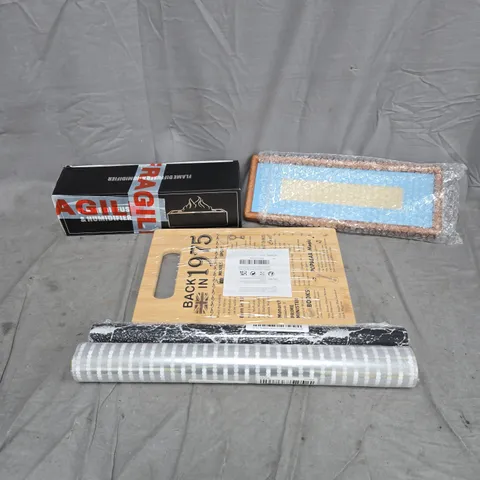 BOX OF APPROXIMATELY 15 ASSORTED HOUSEHOLD ITEMS TO INCLUDE BACK IN 1975 BOARD, WRAPPING PAPER, FRAME, DIFFUSER AND HUMIDIFIER ETC