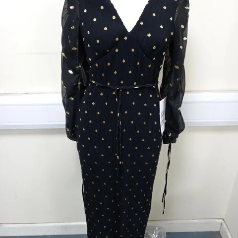 NEVER FULLY DRESSED BLACK V-NECK DRESS - UK 8