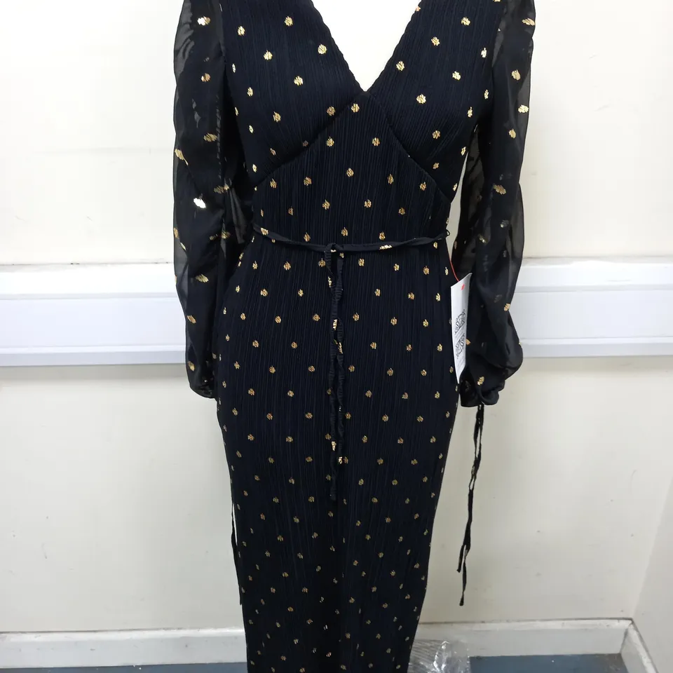 NEVER FULLY DRESSED BLACK V-NECK DRESS - UK 8