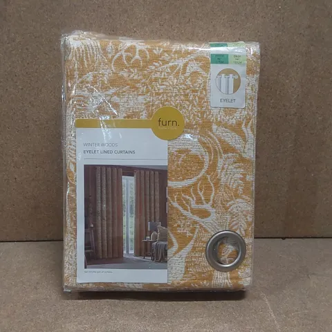 BAGGED WINTER WOODLANDS EYELET LINED CURTAINS - 117 x 137cm