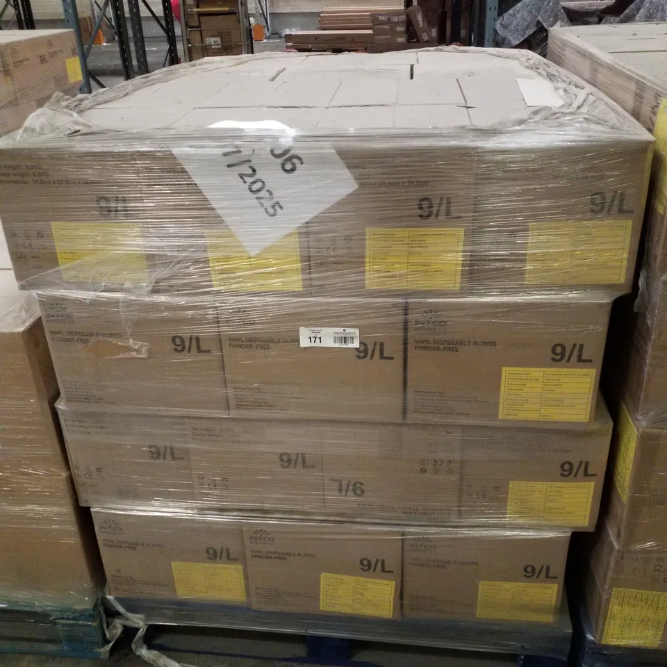 PALLET CONTAINING APPROXIMATELY 560 INTCO VINYL GLOVES 100PK LARGE