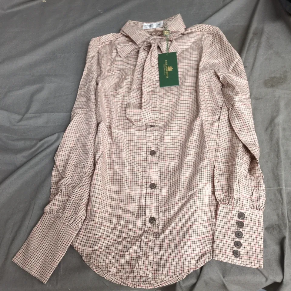 HOLLAND COOPER HERITAGE SHIRT – OATMEAL CHECK, UK SIZE 6 