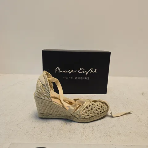 PHASE EIGHT BEIGE WEDGE ESPADRILLE SANDALS – BOXED (UK WOMEN’S) SIZE 8