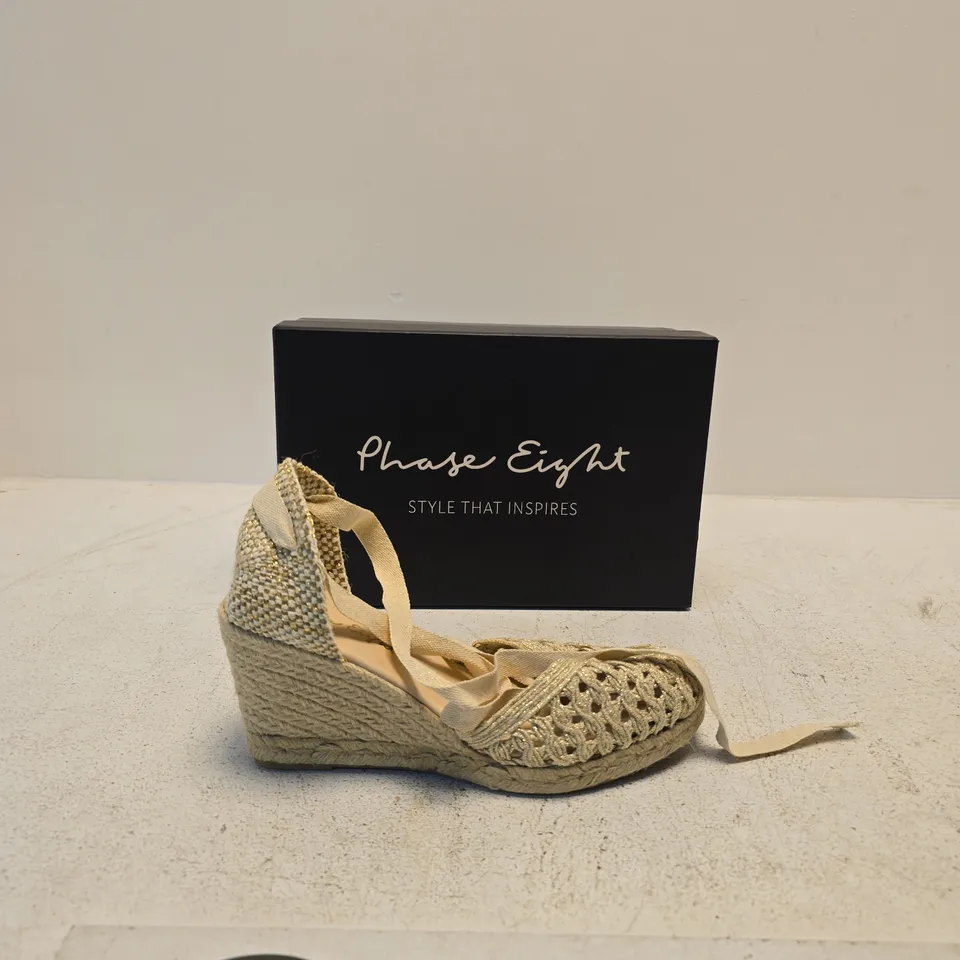 PHASE EIGHT BEIGE WEDGE ESPADRILLE SANDALS – BOXED (UK WOMEN’S) SIZE 8