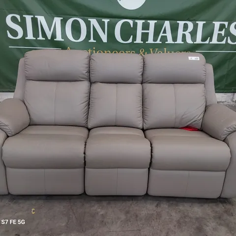 QUALITY BRITISH DESIGNER G PLAN KINGSBURY POWER RECLINING THREE SEATER SOFA OXFORD MUSHROOM LEATHER