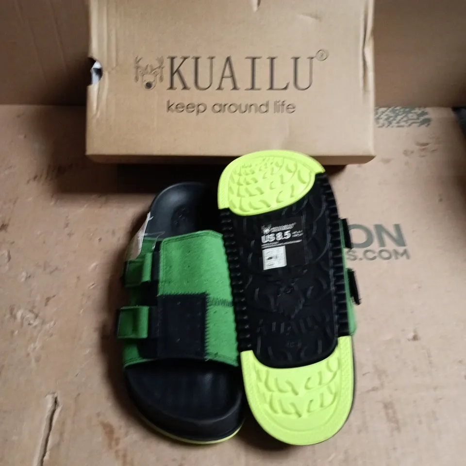 KUA LIU GREEN & BLACK SLIDE SANDAL – US 8.5 (UK 6.5) – BOXED