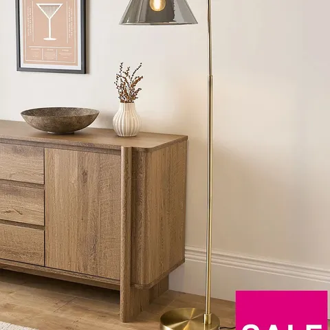 ARC FLOOR LAMP WITH SMOKED GLASS SHADE