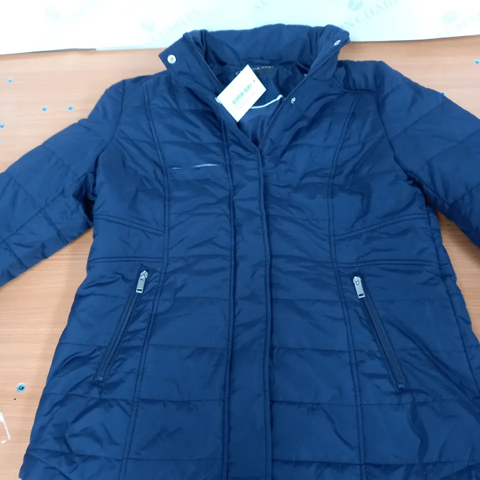 CENTIGRADE LIGHTWEIGHT ZIP FRONT QUILTED COAT WITH POCKETS AND HIDDEN HOOD - L