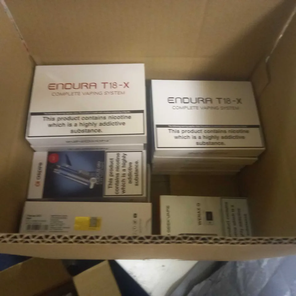 APPROXIMATELY 20 BOXED E-CIGARETTES TO INCLUDE GEEK VAPE, ASPIRE, ETC 