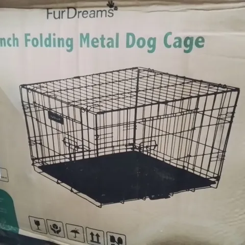 BOXED 30INCH FOLDING METAL DOG CAGE