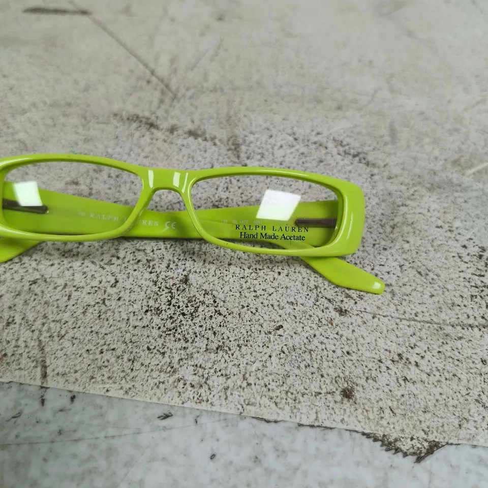 RALPH LAUREN NEON GREEN RECTANGULAR GLASSES – HAND MADE ACETATE