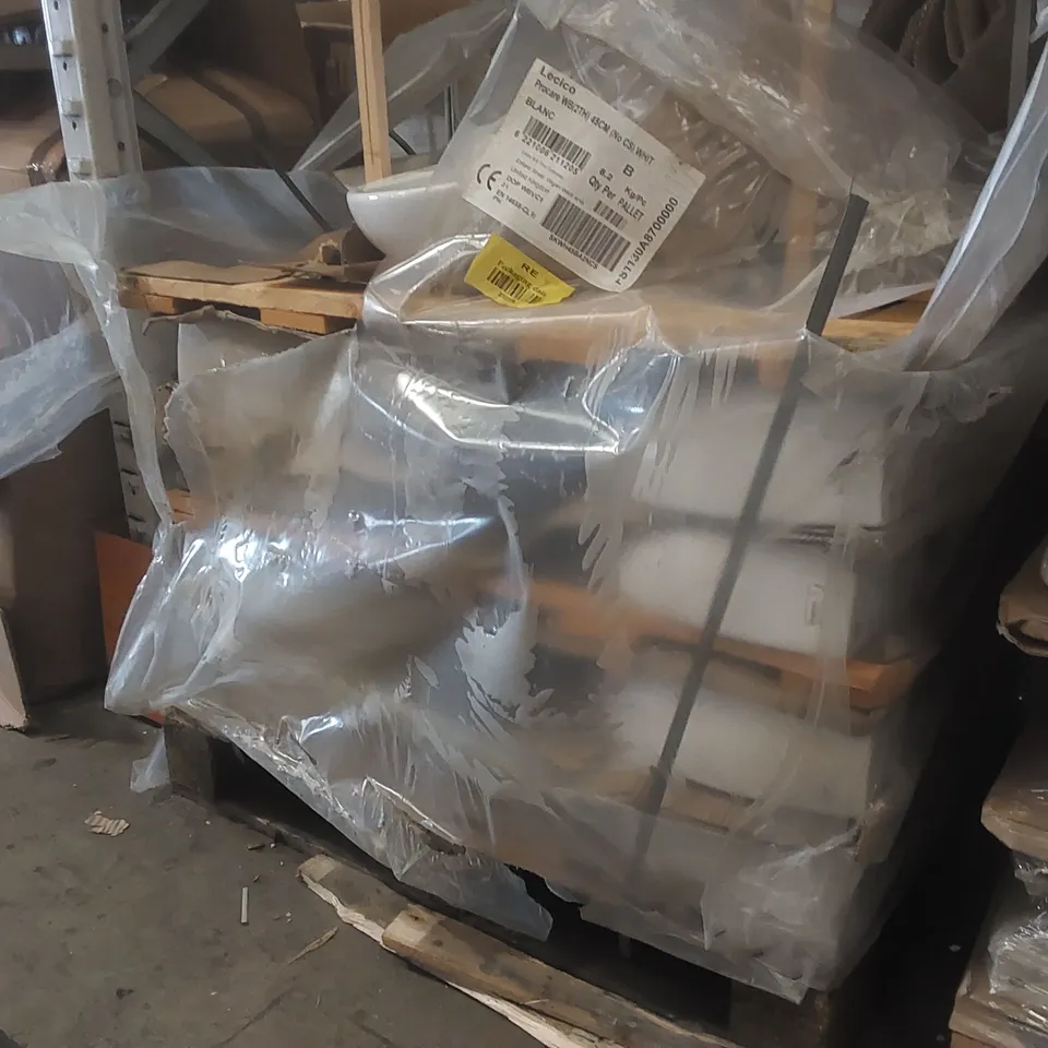 PALLET CONTAINING A LARGE QUANTITY OF LECICO BATHROOM SINKS