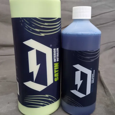 BOX OF ASSORTED ITEMS TO INCLUDE SATIN INTERIOR DETAILER AND CAR CLEANING SOLUTION 